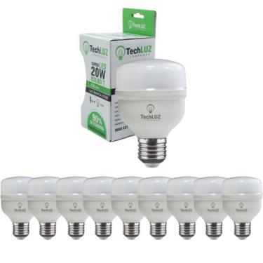 Imagem de Kit 10 Lâmpadas Led Super Bulbo 20w Alta Potência Bivolt Branco Frio- 
