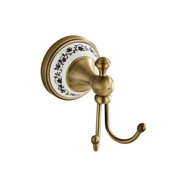 Imagem de YIGUANXIN Ganchos de toalha de banho de latão bronze antigo montado na parede gancho de roupas de banheiro, ganchos de toalha curvados em forma de chifre de latão antigo