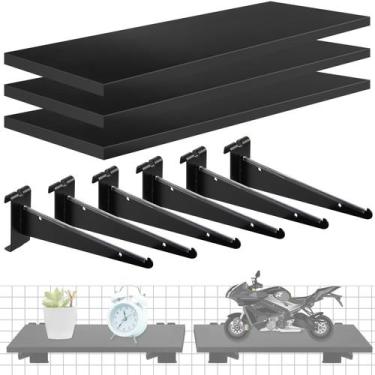 Imagem de Prateleira Gridwall Alffun 3 peças com suportes de metal 40x20cm de ma