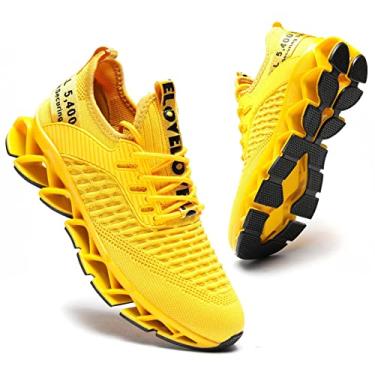 Imagem de Kapsen Tênis de corrida masculino Blade de malha respirável para caminhada, Amarelo, 7