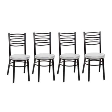 Imagem de Kit 4 Cadeiras CP34 Pintadas Pretas Debrum Treparoni, Preto com Branco