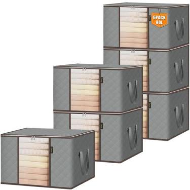 Imagem de Sacos de armazenamento de roupas BALEINE, pacote com 6 galões (cinza)