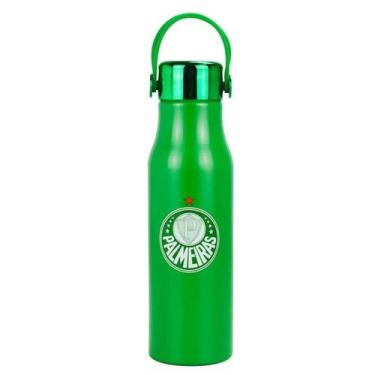 Imagem de Garrafa De Alumínio Verde 600ml com Tampa e Alça Palmeiras - Mileno