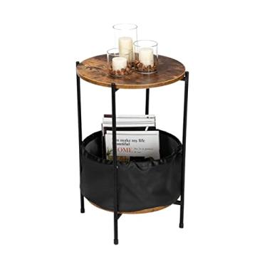 Imagem de Mesa central pequena mesa de centro mesa lateral de ferro forjado de duas camadas sala de estar quarto móveis de escritório armazenamento criativo mesa de quarto