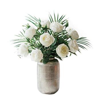 Imagem de Flor artificial em vaso perto da natureza, flores americanas de alta simulação hidratante para as mãos, conjunto floral rosa, vaso de estar, arranjo de flores, ornamentos decorativos, plantas