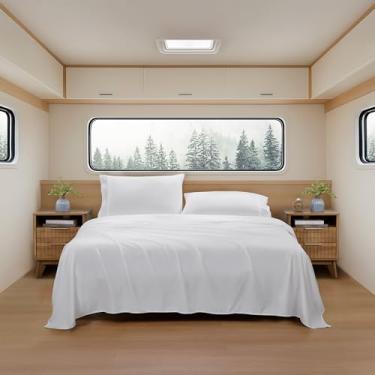 Imagem de Lençóis de acampamento tamanho solteiro – Conjunto de lençóis de colchão de ar externo – Alças de canto embutidas para uso em colchão de ar e acampamento – Projetado para camas infláveis e festas do