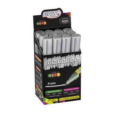 Imagem de Caixa Caneta Giz Líquido 6mm 4g Evoke Com 12 Unidades Brw Prata