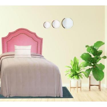 Imagem de Cabeceira Solteiro Cama Box Veludo Rosê Provençal Dupla - Captonê Desi