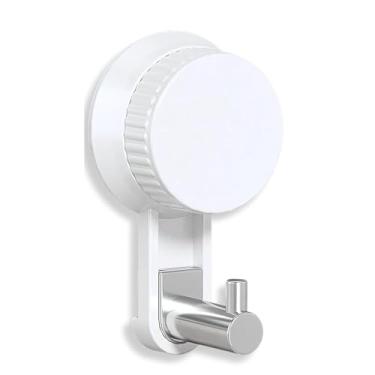 Imagem de Ganchos de ventosa potentes para chuveiro e banheiro, adesivo a vácuo, toalha e suporte de barbeador, livre de danos, fácil instalação, ganchos de parede reutilizáveis, 1 peça, branco