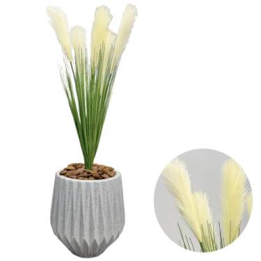 Imagem de Capim Dos Pampas Artificial Pluma Grande Vaso Planta Arranjo - Flor Im