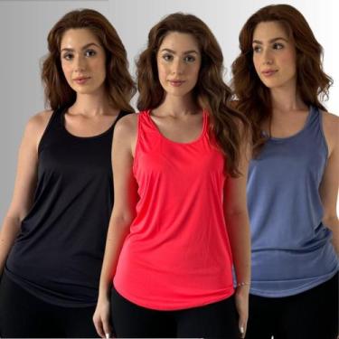 Imagem de Kit 3 Regatas Nadadora Cavada Uv Dry Academia Fitness Leve - LaBela, V