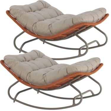 Imagem de 2 Cadeira Balanço Viena Corda Náutica Para Jardim Sala Trama Terra Cota