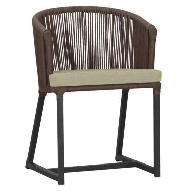 Imagem de Cadeira De Jantar Noronha Alumínio Preta E7 Trama  Marrom