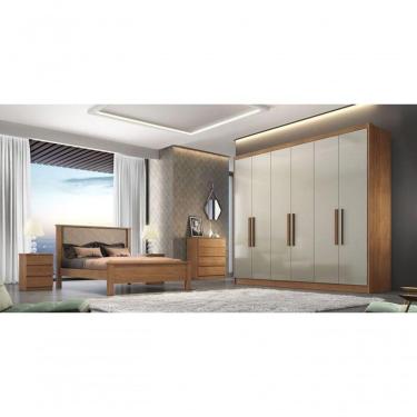 Imagem de Guarda Roupa Casal 100% Mdf 6 Portas 8 Gavetas Linea-cumaru-fendi Móveis Novo Horizonte