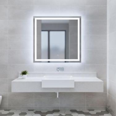 Imagem de Espelho Quadrado Emoldurado Led Touch Luxo 70x70cm Mr-bh004 Alira Home