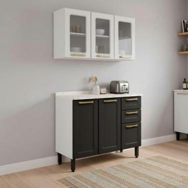 Imagem de Cozinha Compacta em Aço 6 Portas 2 Gavetas Colors Grafite/Br - Bertoli