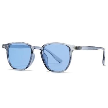 Imagem de Óculos de Sol Masculino Vermelho e Azul UV400 Feminino Estilo Punk com Rebites para Esportes ao Ar Livre, Corrida e Ciclismo, Azul