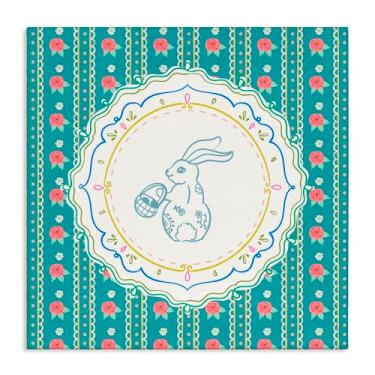 Imagem de Stupell Industries Arte de parede em tela de coelho com estampa de listras de flores, design de Angela Steahling, 43 x 43 cm