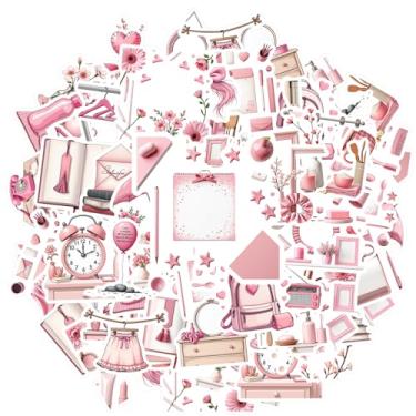 Imagem de 35 peças rosa pastel objetos vintage decoração de casa decoração de casa adesivos de papelaria encantadores para telefone faça você mesmo, laptop, scrapbook, bicicleta, faça você mesmo, telefone