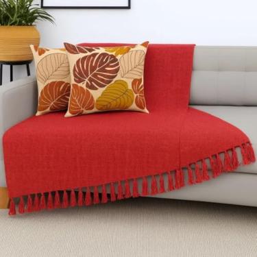 Imagem de Manta Macia para Sofá Grande Algodão Colorida (Vermelho, 2,40x1,80 m)