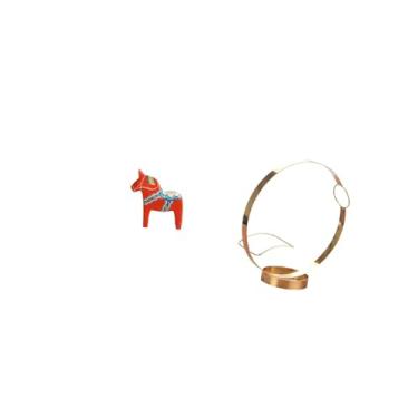 Imagem de Fenteer Escultura Ornamental de Cavalo Dalecarliano Sueco para Estante, Armário de Entrada, Decoração de Casa com Suporte para Garrafas de Vinho em Metal, Org