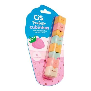Imagem de Borracha CIS Cubinhos, 2 Modelos, 4 Cores, Blister com 8 unidades