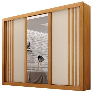 Imagem de Guarda Roupa Milano Cinamomo Off White 3 Portas Com Espelho 4 Gavetas Leifer Móveis