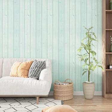 Imagem de WESTICK Papel de parede de madeira verde Shiplap Peel and Stick 45 x 1,000 cm Papel de contato de madeira envelhecida removível autoadesivo de bancada de madeira para paredes, armários de cozinha