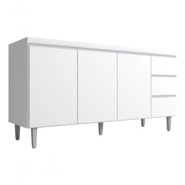 Imagem de Balcão Gabinete Multiuso P/cozinha Andreia S/tampo 150 Ajl Cor Branco