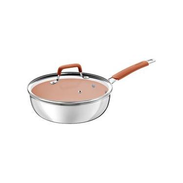 Imagem de Frigideira Funda Tramontina Romagna Aço Inox Revestimento Cerâmico 24 cm 3,1 L Marfim c...