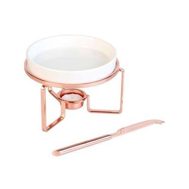 Imagem de Rechaud para Queijo Fracalanza em Cerâmica com Faca em Aço Inox - Rose