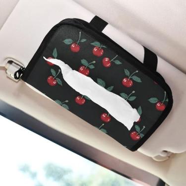 Imagem de SEHANY Porta-lenços de papel de carro cereja rosa, caixa de lenços para carro, viseira solar, porta-guardanapos, dispensador de máscara de carro retangular, caixa de lenços para veículos para