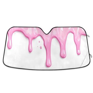 Imagem de ATTX Para-brisa de carro gotejamento rosa 139.7 cm x 70.1 cm Escudo solar universal com proteção UV, persiana de janela frontal automática dobrável para caminhões Sedans SUVs #136