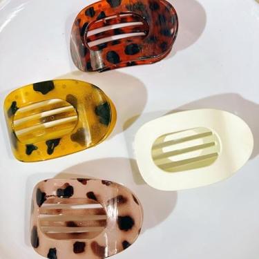 Imagem de 4 peças chiques ovais conjunto de grampos de cabelo de tartaruga elegante clipe oco bico de pato para mulheres acessórios de cabelo elegantes para uso diário, festa ou presente