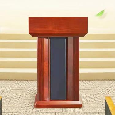 Imagem de Madeira para palestras e pódios, mesa de pódio em pé para professores, pódio de púlpito de igreja, suporte de púlpito de pódio com prateleira para madeira de igreja com mesa inclinada e defletor alto