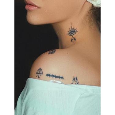 Imagem de Suco de ervas dedo semi permanente mini olhos estrela lua padrão pequeno 7-14 dias sem derramamento sem derramamento refletivo pulso ombro pescoço costas braço perna clavícula corpo tatuagem à prova