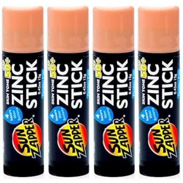 Imagem de Sun Zapper Protetor solar de óxido de zinco FPS 50+ tom de pele clara – Pacote com 4 (12 g cada) – Protetor solar mineral resistente à água com vitamina E e Aloe Vera – Feito na Austrália