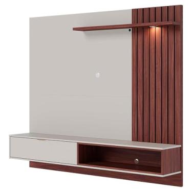 Imagem de Painel Bancada Suspensa para TV até 65 Pol. Ripado 180cm Tocantins Off White/Nogueira Real - Colibri