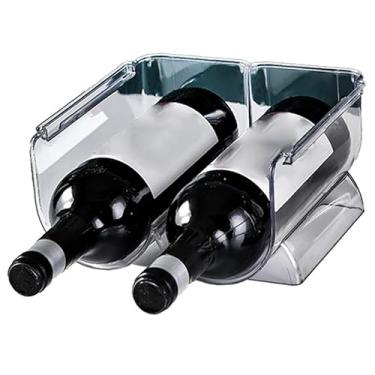 Imagem de Mingzhe Organizador de Vinho, Plástico Transparente, Empilhável, Suporte para Garrafa de água, Display Doméstico, Cozinha, Bar, café, Restaurante, Geladeira (2 garrafas)