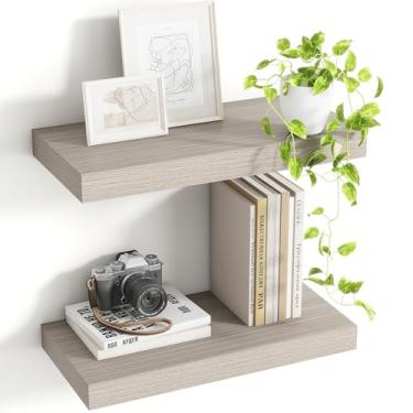 Imagem de Acovy Prateleiras flutuantes de 40,6 cm, prateleiras flutuantes profundas para parede, prateleira suspensa com suportes invisíveis, prateleiras profundas para banheiro, quarto, sala de estar, cinza