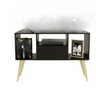 Imagem de MóVel Para TelevisãO De 40 Polegadas – Estante Para Sala De Estar E Quarto, Design Vintage Moderno(Preto)