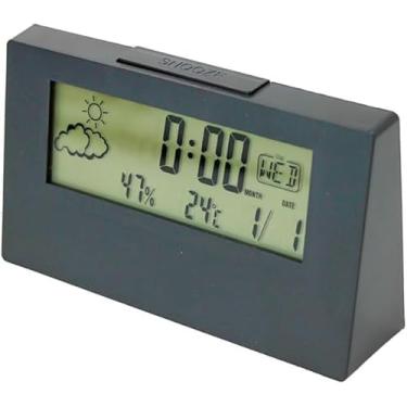 Imagem de Relógio Digital Multifuncional – Exibe Hora, Data, Temperatura (Termômetro) – Despertador c/Função Soneca – Display de LED Claro – Perfeito para Mesa e Escritório