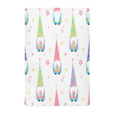 Imagem de JUZIHAI Gnomos, lençol com elástico de Natal para meninos e meninas, macio, respirável, elástico, 99 x 68 cm, lençol aconchegante para berço e cama infantil