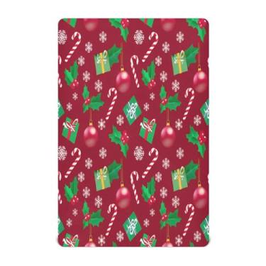 Imagem de Qilmy Lençóis de berço Merry Christmas Elements, macio, respirável e elástico, lençol com elástico para meninos e meninas, lençol com elástico para meninos e meninas, 132 cm x 71 cm, capa de colchão