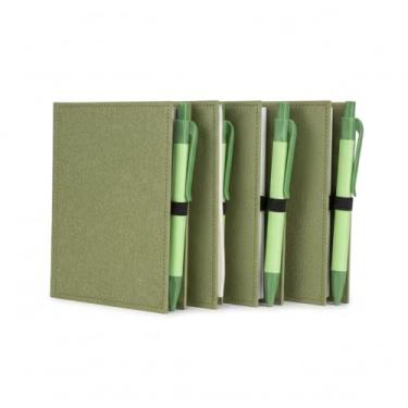 Imagem de Bloco de Anotações Ecológico com Capa Dura, 100 Folhas, Caneta Reciclada, Sticky Notes, 13,5x11,5x1,2cm, Disponível (3, Verde)