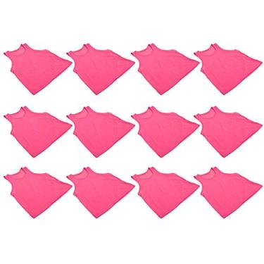 Imagem de KIMISS 12 Peças Coletes de Treinamento de Futebol Respiráveis ​​de Malha Grande - Camisas Esportivas Vermelhas Rosa para - Vestuário de Exercício Unissex para Futebol e Multiesportes