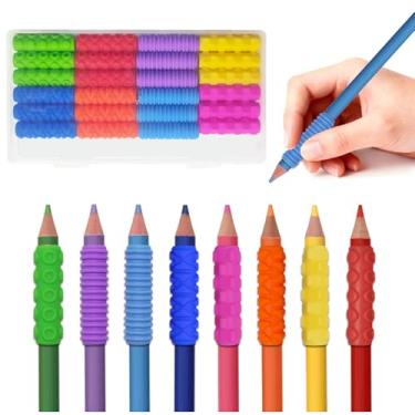 Imagem de ZoiNavyer Pegas de lápis texturizadas de silicone, ferramentas sensoriais para TDAH, pacote com 24 alças de silicone para alívio da ansiedade, manga silenciosa para escritório