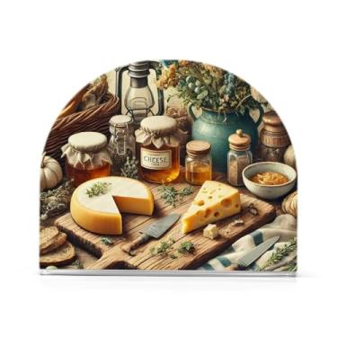 Imagem de Porta-guardanapos bege rústico de cozinha para mesa de cozinha, 1 pacote, suporte de papel higiênico acrílico, porta-guardanapos para festa