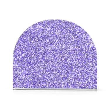 Imagem de Suporte de guardanapo de lavanda com glitter, suporte de guardanapo em pé, pacote com 2, porta-guardanapos de coquetel