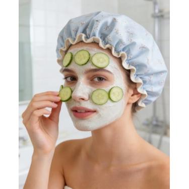 Imagem de Touca de banho impermeável de camada dupla rosa DJA177-04